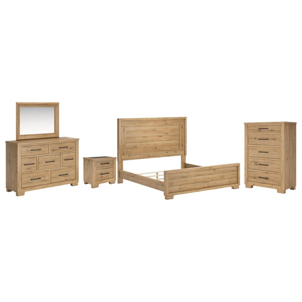 Ashley Galliden 5-Piece King Bedroom Set in Light Brown, , large