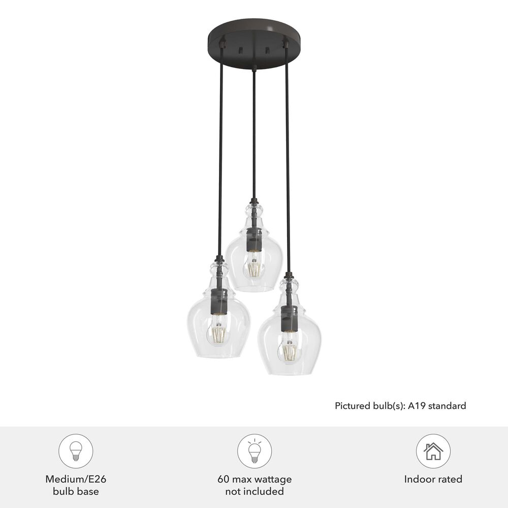 Hunter Maple Park 14&quot; 3-Light Cluster in Noble Bronze, , large