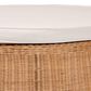 bali & pari Palm 32" Round Ottoman with Light Honey Rattan in White, , large