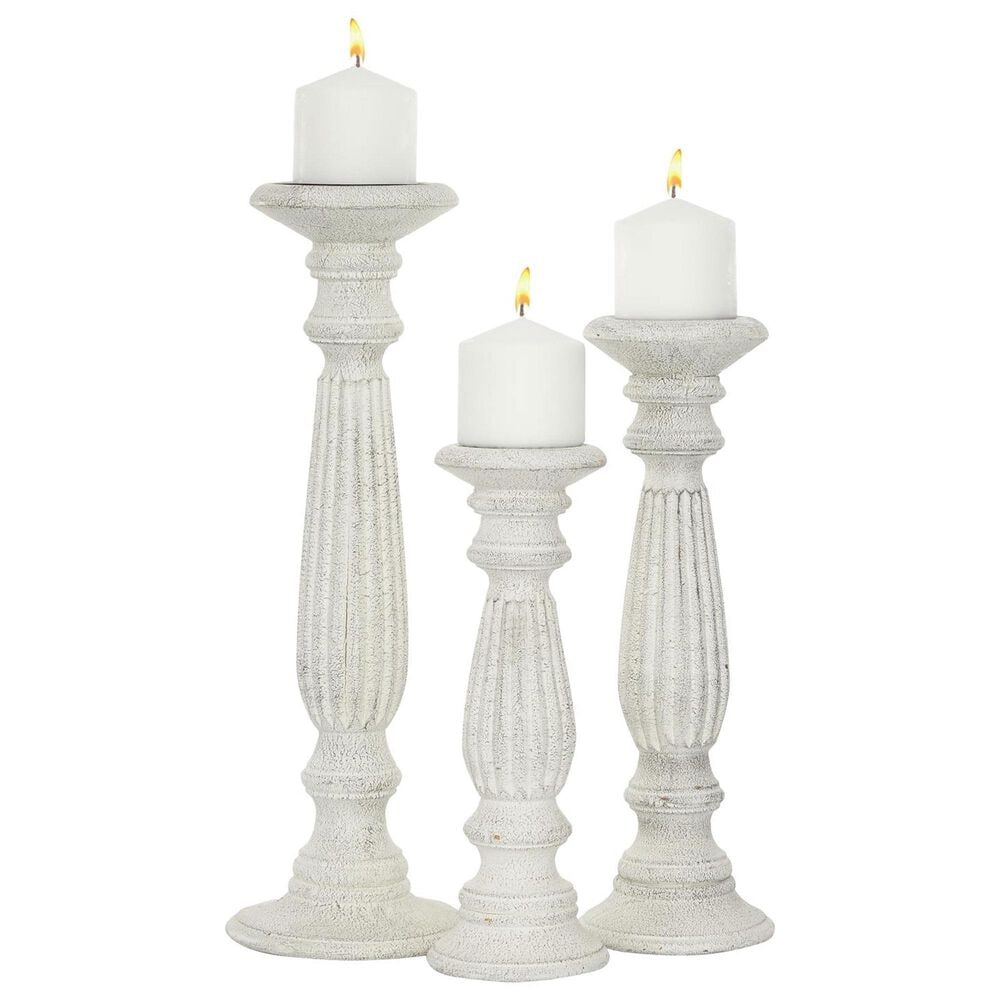 Maple and Jade 12&quot;, 15&quot;, 18&quot; Decorative Candle Holder in White &#40;Set of 3&#41;, , large