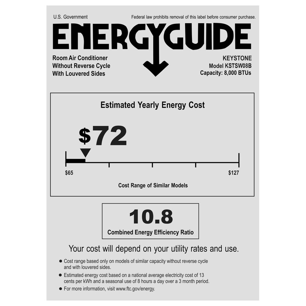 Keystone 8000 BTU Casement Window Air Conditioner in White, , large