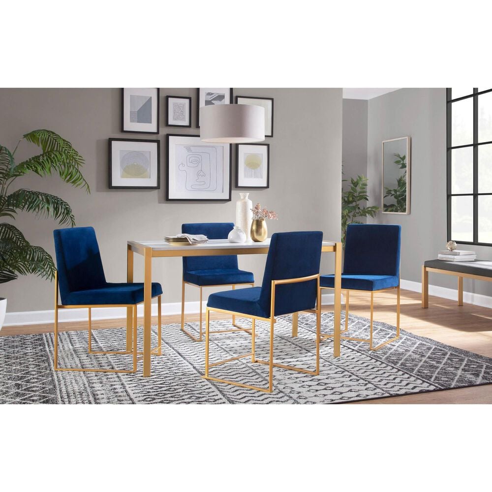Lumisource Fuji Side Chair with Blue Cushion in Gold &#40;Set of 2&#41;, , large