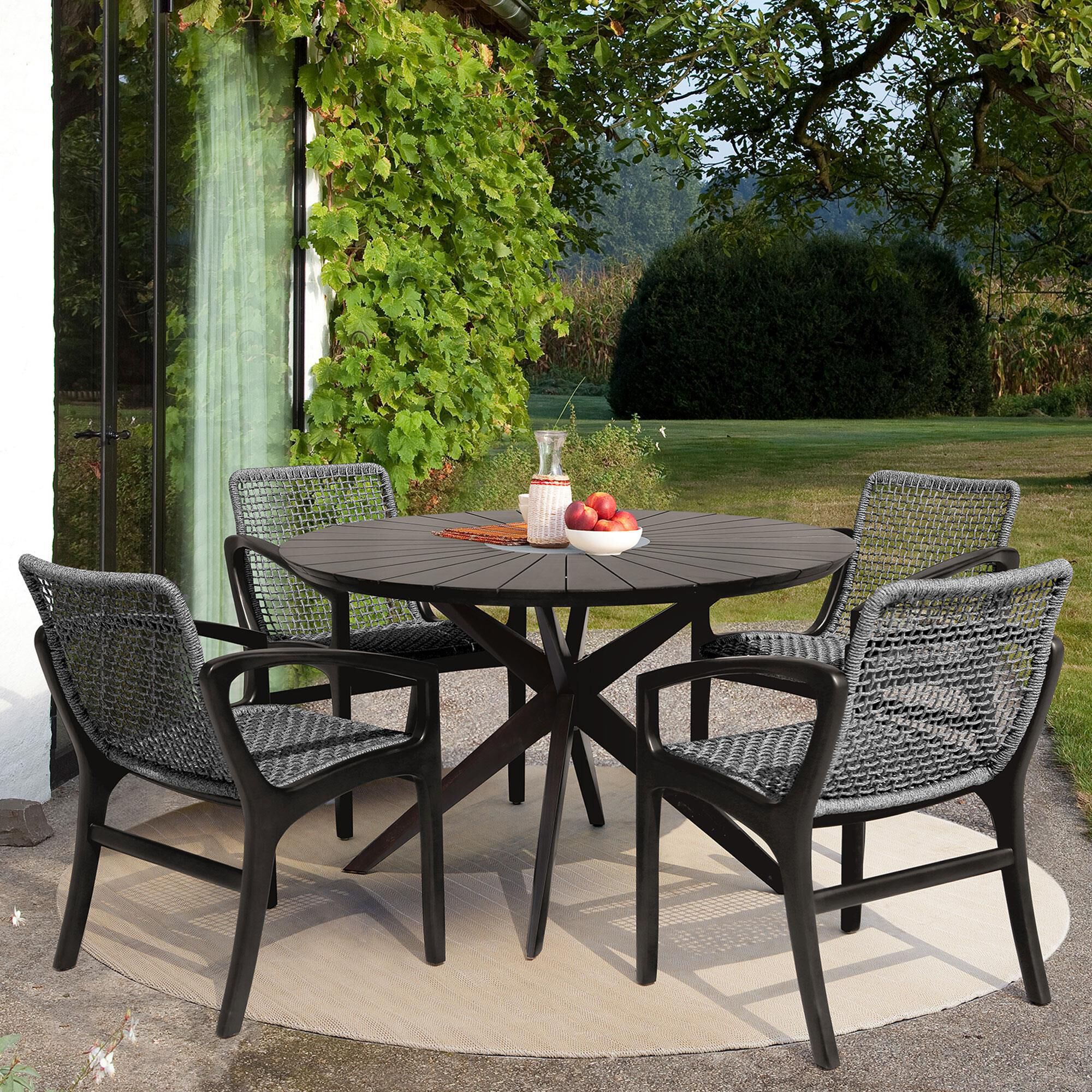 Blue River Sachi and Brighton 5 Piece Patio Dining Set in Gray and Dark Eucalyptus NFM
