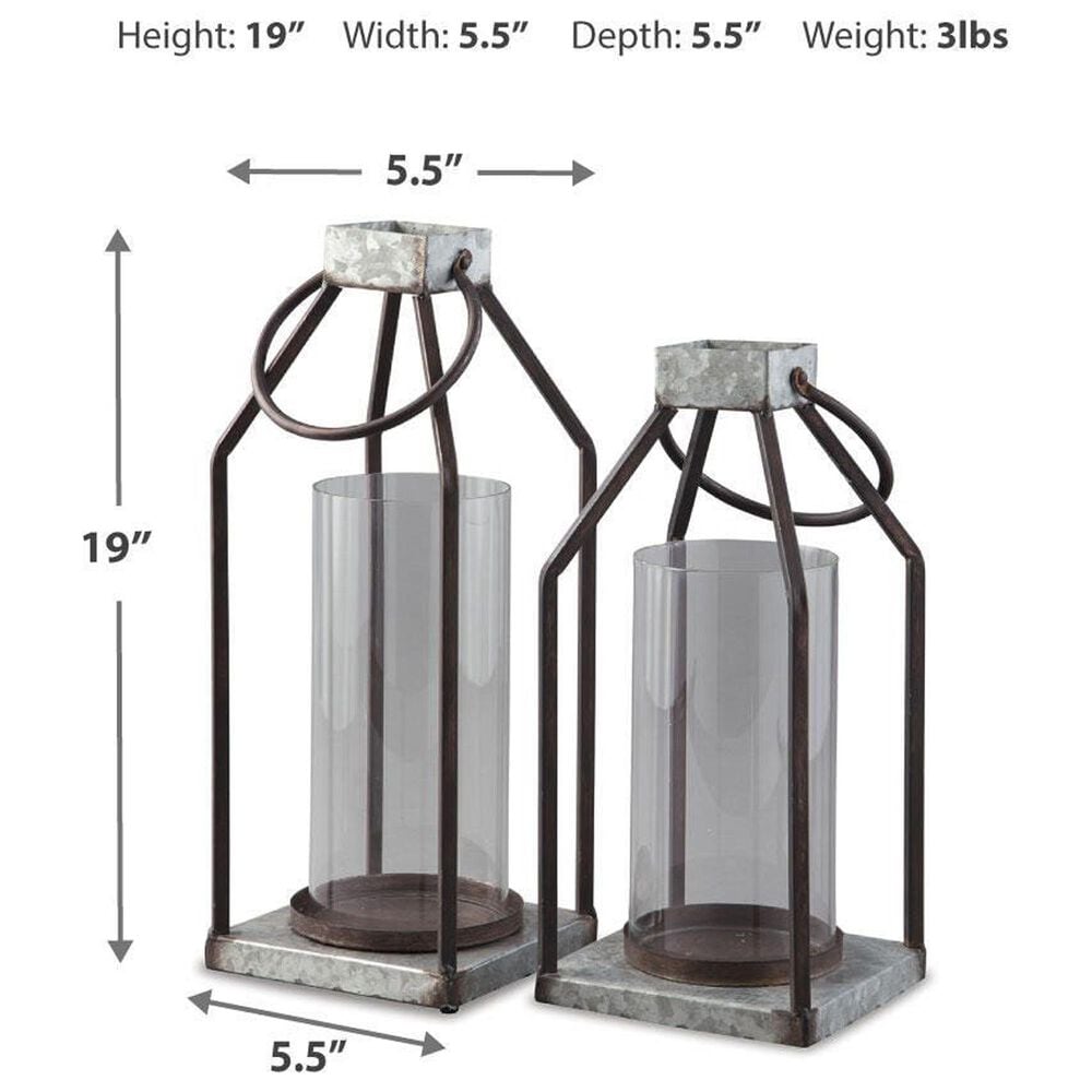 Ashley Diedrick 2-Piece Lantern Set in Gray/Black, , large