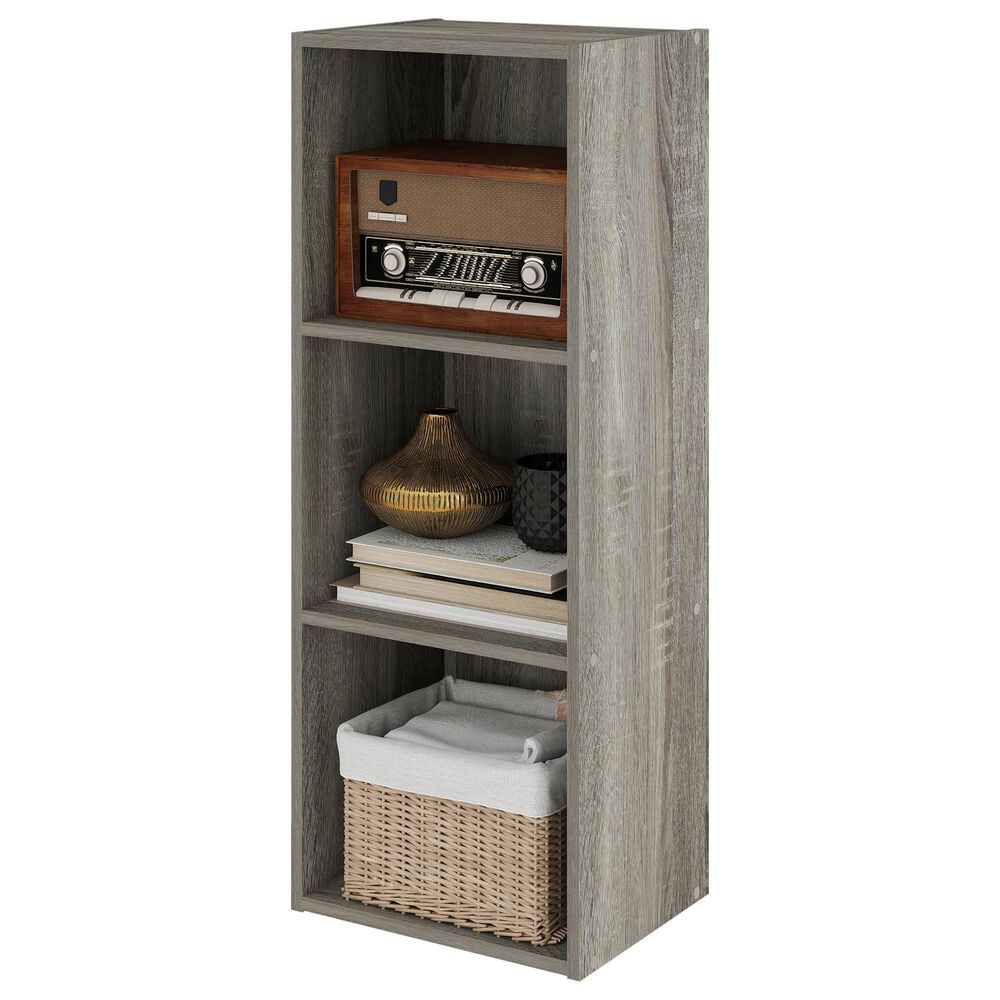 HOMLUX 3-Tier Bookcase with Decorative Open Shelves in French Oak, , large