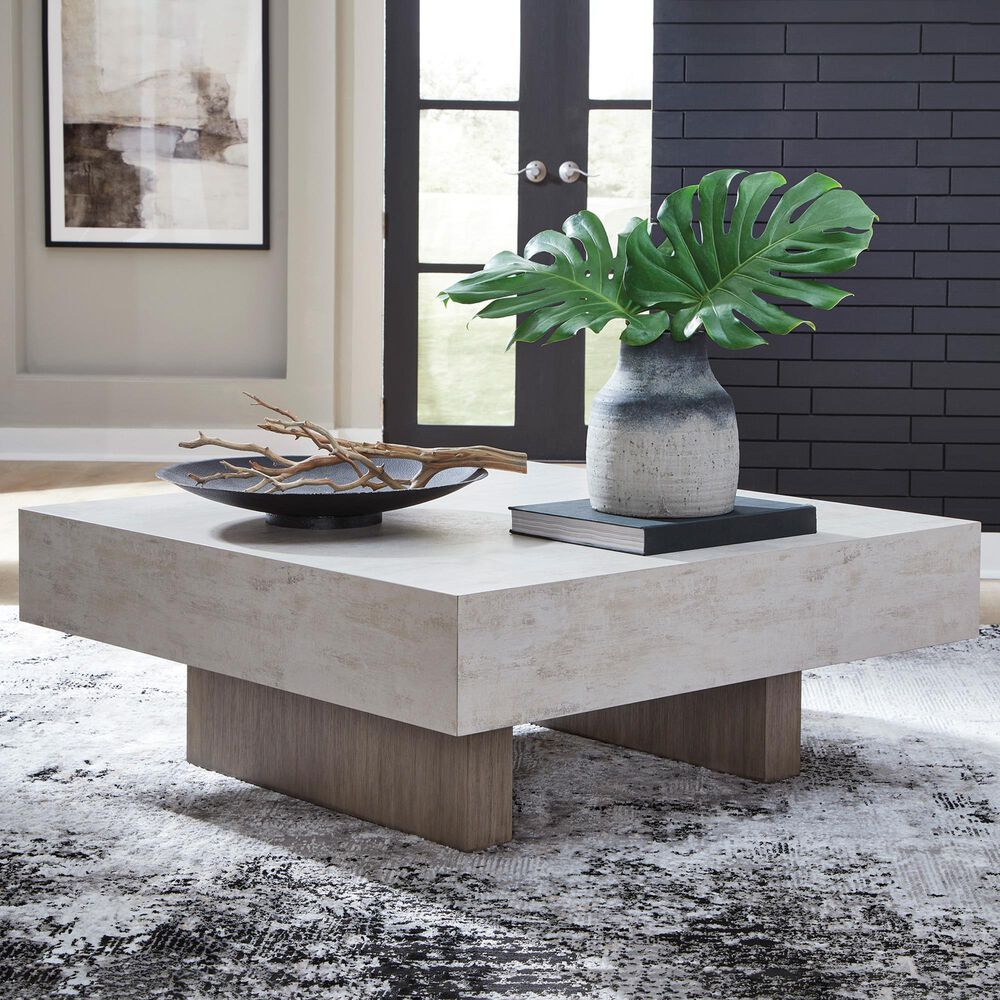Ashley Jorlaina Square Coffee Table in Light Grayish Brown, , large