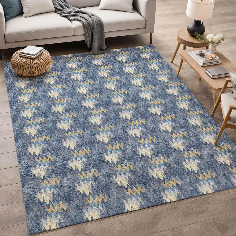 Dalyn Rug Company Soft Essentials Chevron Navy 5' x 7'6" Area Rug, , large