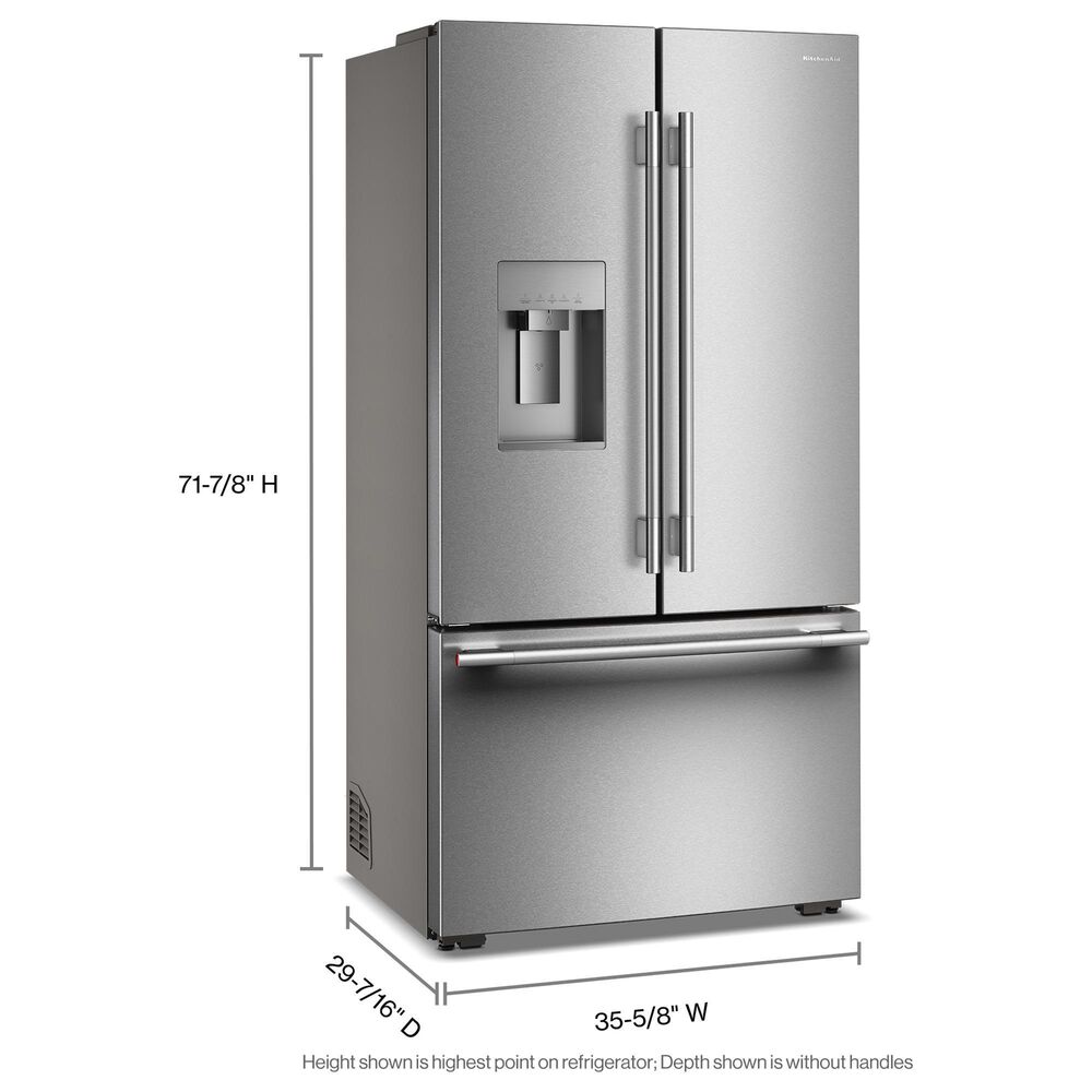 KitchenAid 24 Cu. Ft. Counter-Depth French Door Smart Refrigerator with External Water Dispenser in PrintShield Stainless Steel, , large