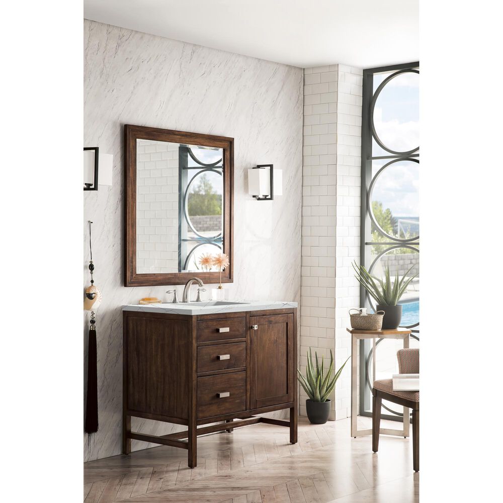 James Martin Vanities Addison 36&quot; Single Bathroom Vanity in Mid Century Acacia with 3 cm Ethereal Noctis Quartz Top and Rectangular Sink, , large
