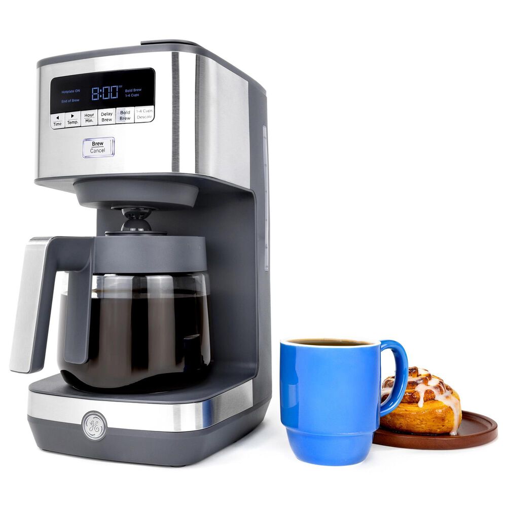 GE Appliances 12-Cup Drip Coffee Maker with Glass Carafe in Stainless Steel, , large