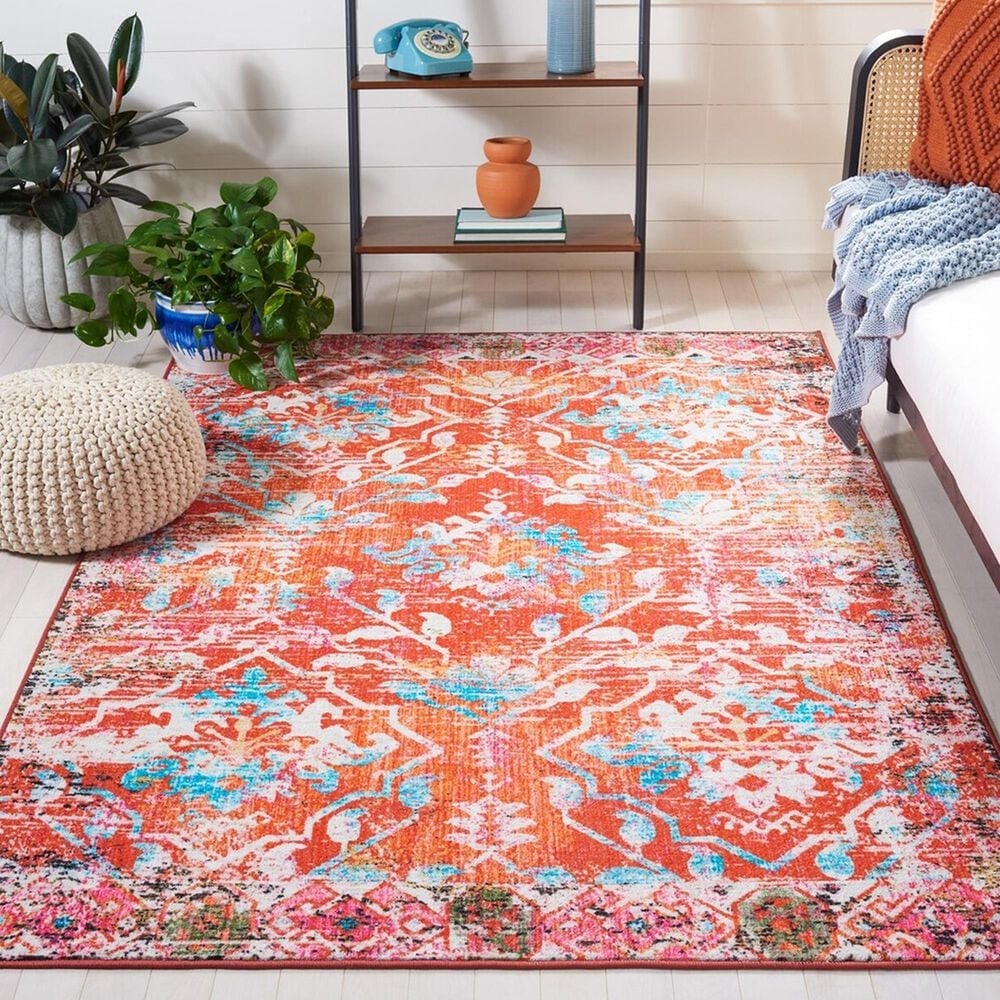 Safavieh Riviera 9&#39; x 12&#39; Orange and Light Blue Area Rug, , large