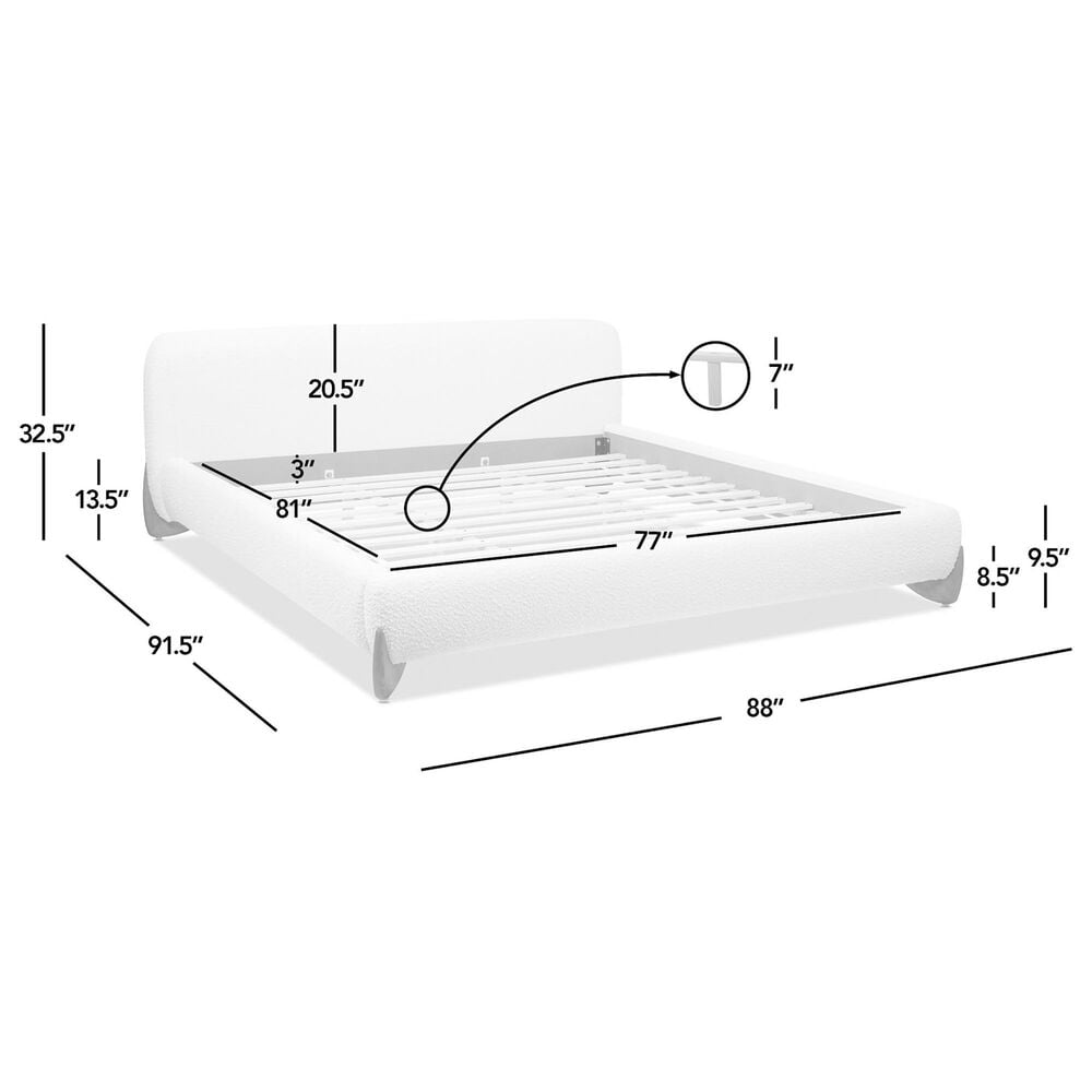 Jennifer Taylor Home Alpine Puffy Modern King Platform Bed in Ivory White, , large