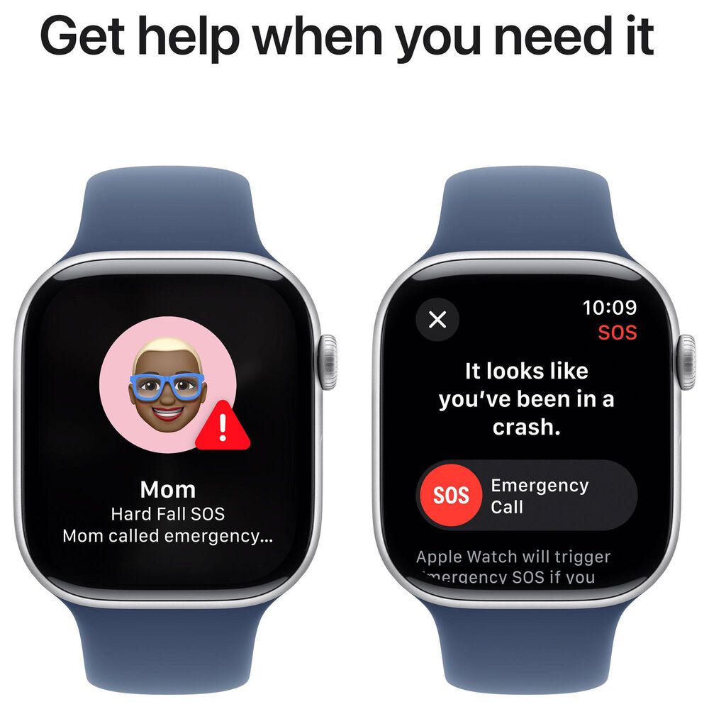 Apple Watch Series 10 GPS 46mm Silver Aluminum Case with Denim Sport Band - S/M, , large