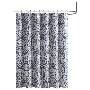 Hampton Park Odette 72" x 72" Shower Curtain in Navy and Silver, , large