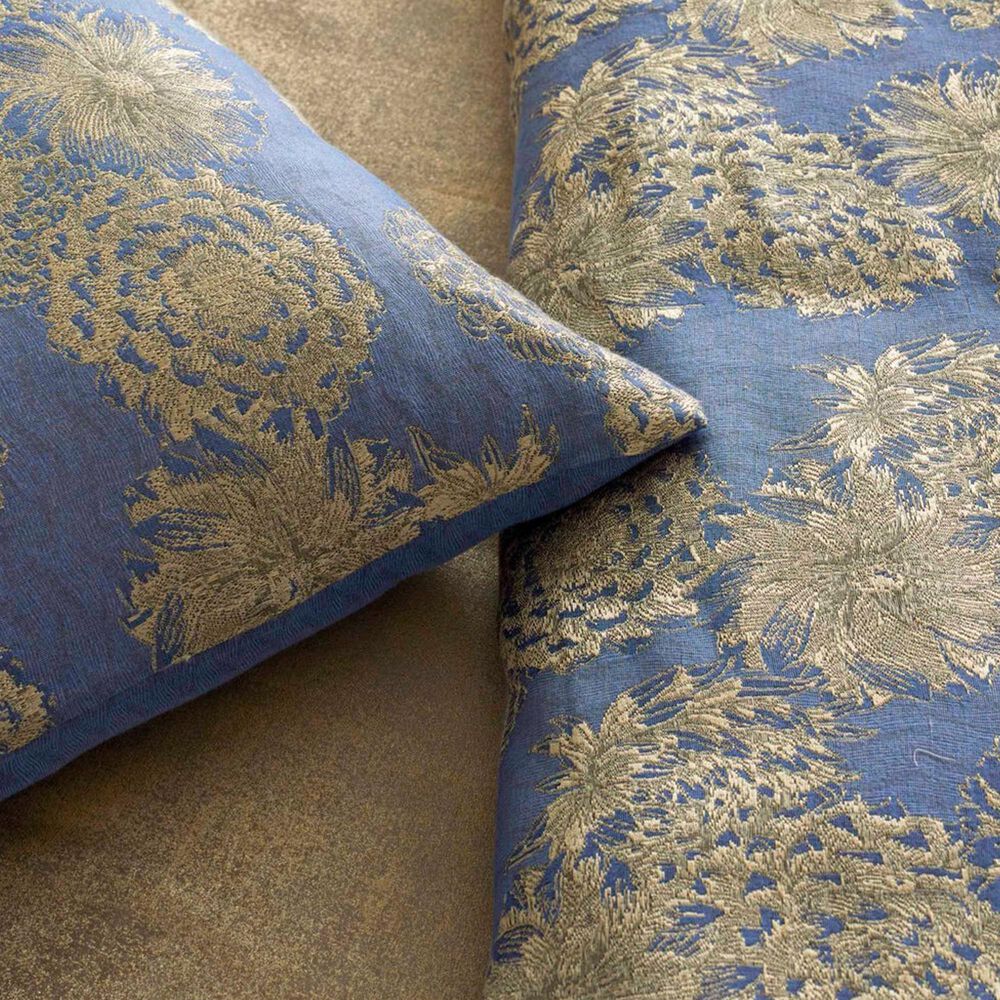 Ann Gish Chrysanthemum 26&quot; Euro Sham in Blue and Gold, , large