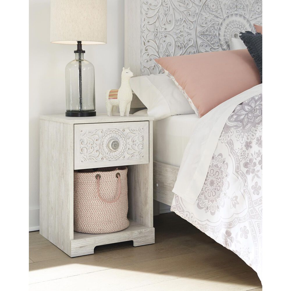 Ashley Paxberry 16&quot; 1-Drawer Nightstand in Whitewash, , large
