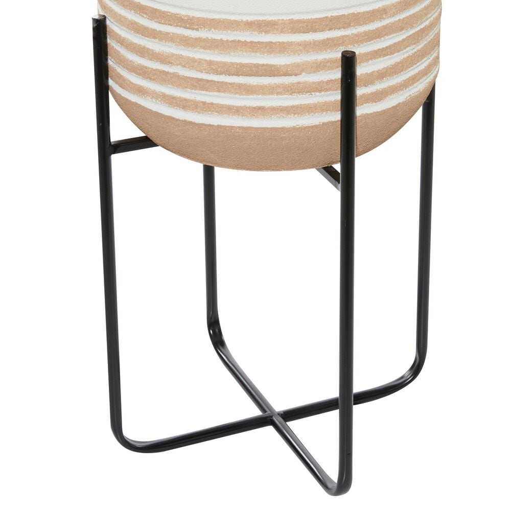 Maple and Jade Indoor/Outdoor Planter with Removable Stand in White, Light Brown, Gray and Matte Black &#40;Set of 3&#41;, , large