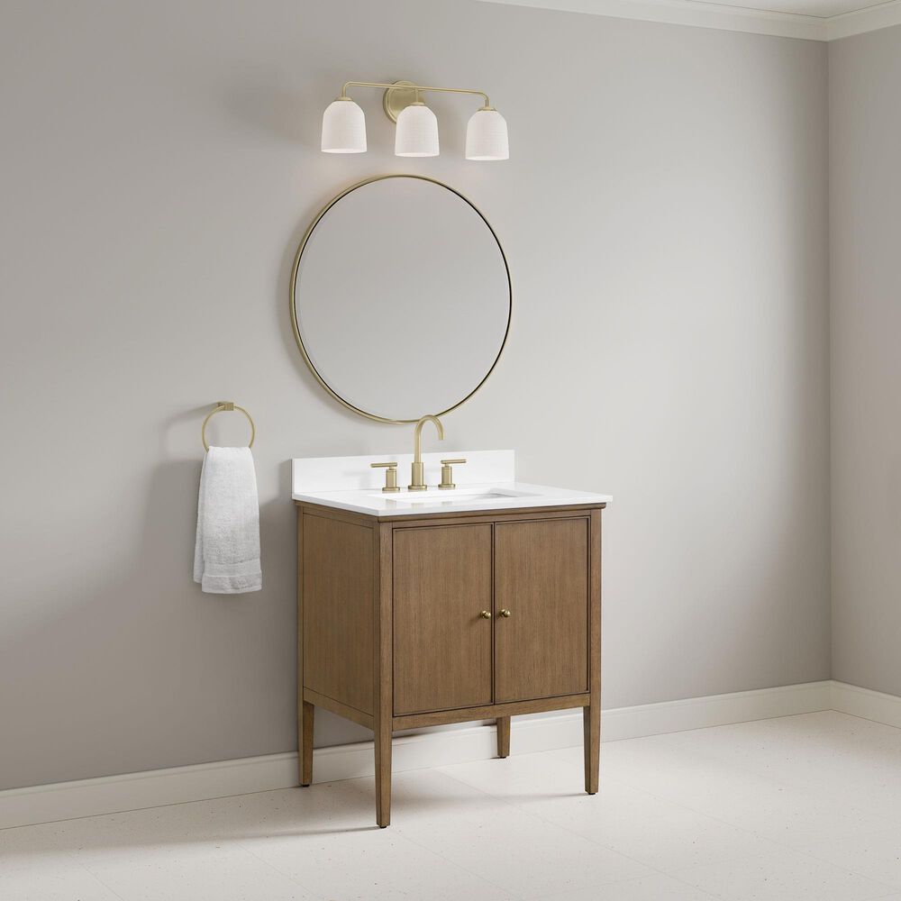 37B Heston 30" Single Bathroom Vanity in Kona with White Composite Stone Top and Backsplash, , large