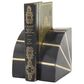 Maple and Jade 9 lbs Geometric Decorative Bookends with Gold Inlay in Black Set of 2, , large