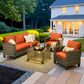 HOMLUX 4-Piece Outdoor Sofa Set in Orange, , large