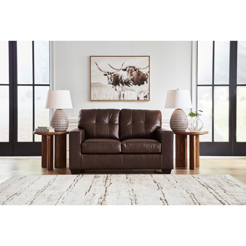 Ashley Santorine Stationary Loveseat in Dark Brown, , large