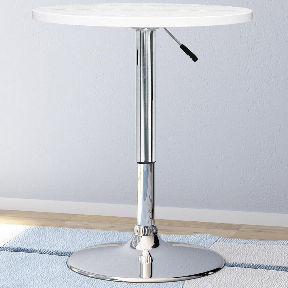 CorLiving Adjustable Round Bar Table in White, , large