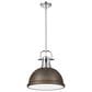 Golden Lighting Duncan 1-Light Pendant with Rod and Rubbed Bronze Shade in Chrome, , large