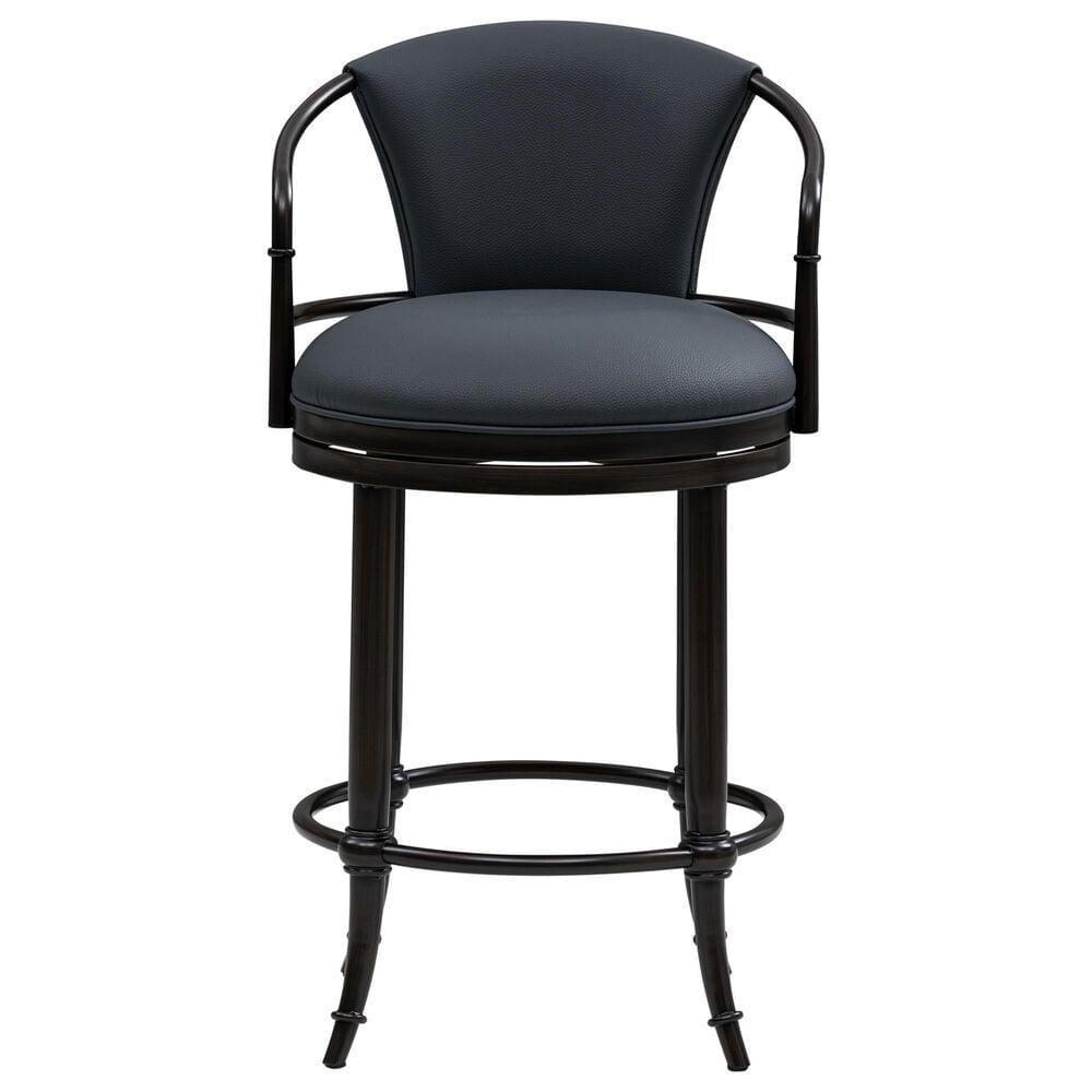 Armen Living Otis Counter Height Stool with Night Life Blue Upholstery in Dark Brown, , large