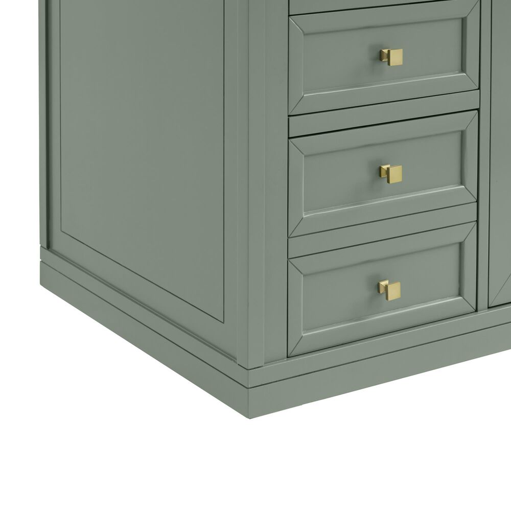 James Martin Vanities Chicago 60" Single Bathroom Vanity in Smokey Celadon with 3 cm Ethereal Noctis Quartz Top, Rectangular Sink and FreePower Wireless Charger, , large