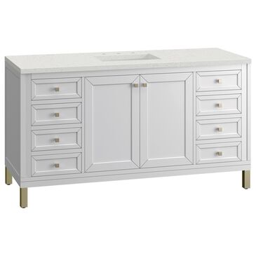 James Martin Vanities Chicago 60" Single Bathroom Vanity in Glossy White with 3 cm Lime Delight Quartz Top and Rectangular Sink, , large