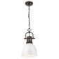 Golden Lighting Duncan 1-Light Small Pendant with Chain and White Shade in Rubbed Bronze, , large