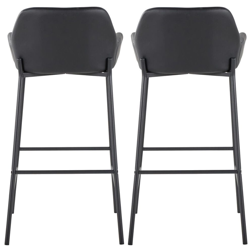 LumiSource Daniella Bar Stool with Black Faux Leather Upholstery in Black (Set of 2), , large