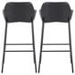 LumiSource Daniella Bar Stool with Black Faux Leather Upholstery in Black (Set of 2), , large