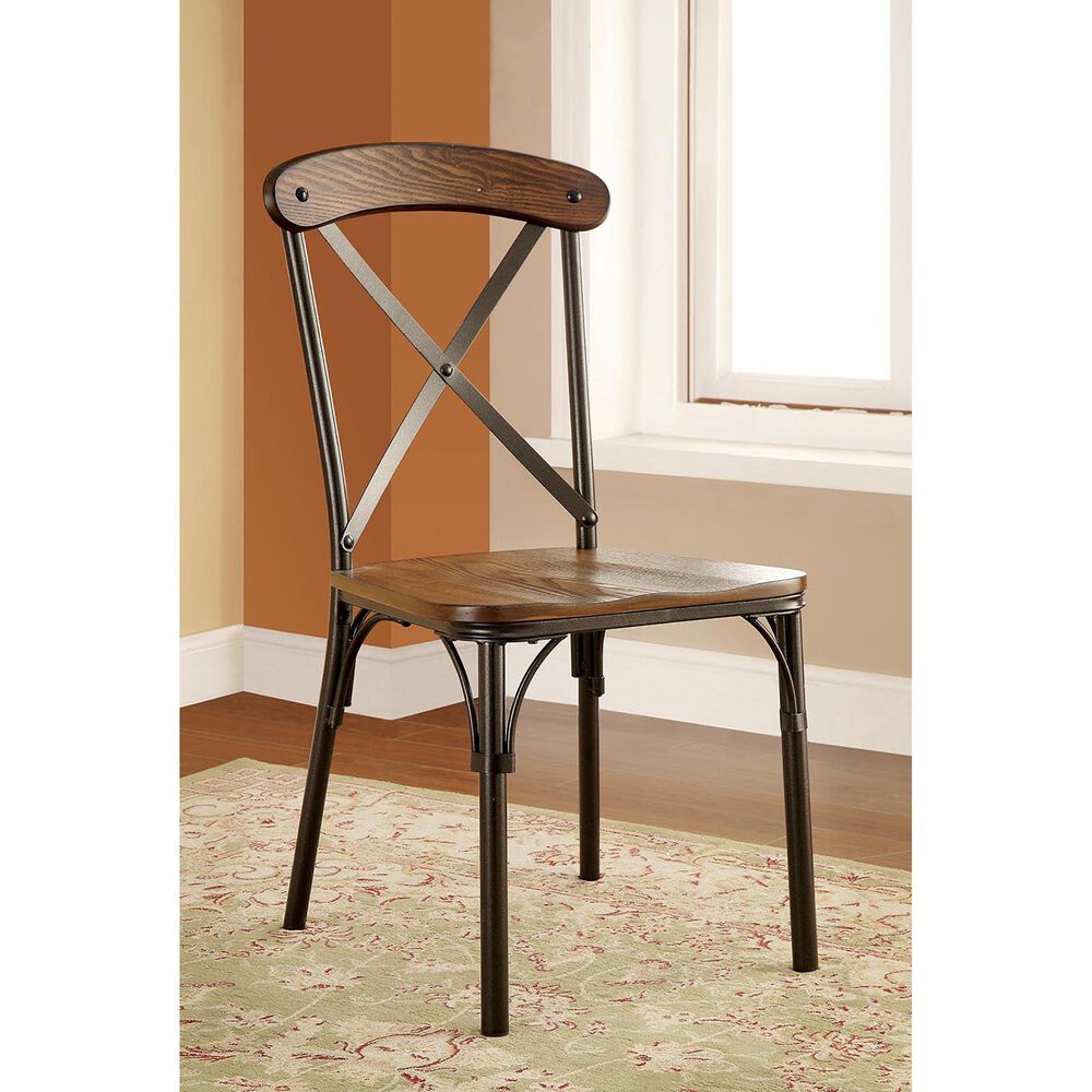 Furniture of America Alford Side Chair in Natural Elm and Bronze &#40;Set of 2&#41;, , large