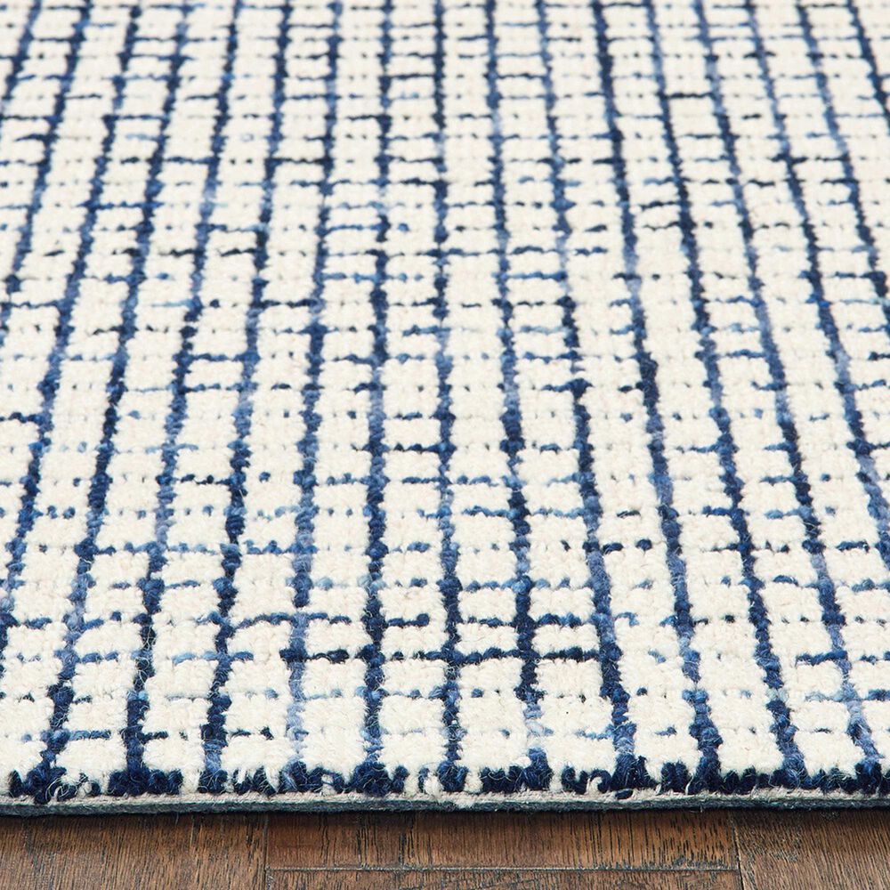 L&amp;R Resources Criss Cross Navy and Ivory 5' x 7'9" Area Rug, , large