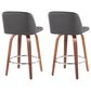 LumiSource Toriano Swivel Counter Stool with Grey Faux Leather Upholstery in Walnut and Chrome (Set of 2), , large
