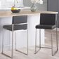 Lumisource Fuji Stackable Counter Stool with Grey Faux Leather Cushion in Brushed Stainless Steel (Set of 2), , large