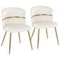 LumiSource Cinch Side Chair with White Faux Leather Cushion in Gold (Set of 2), , large