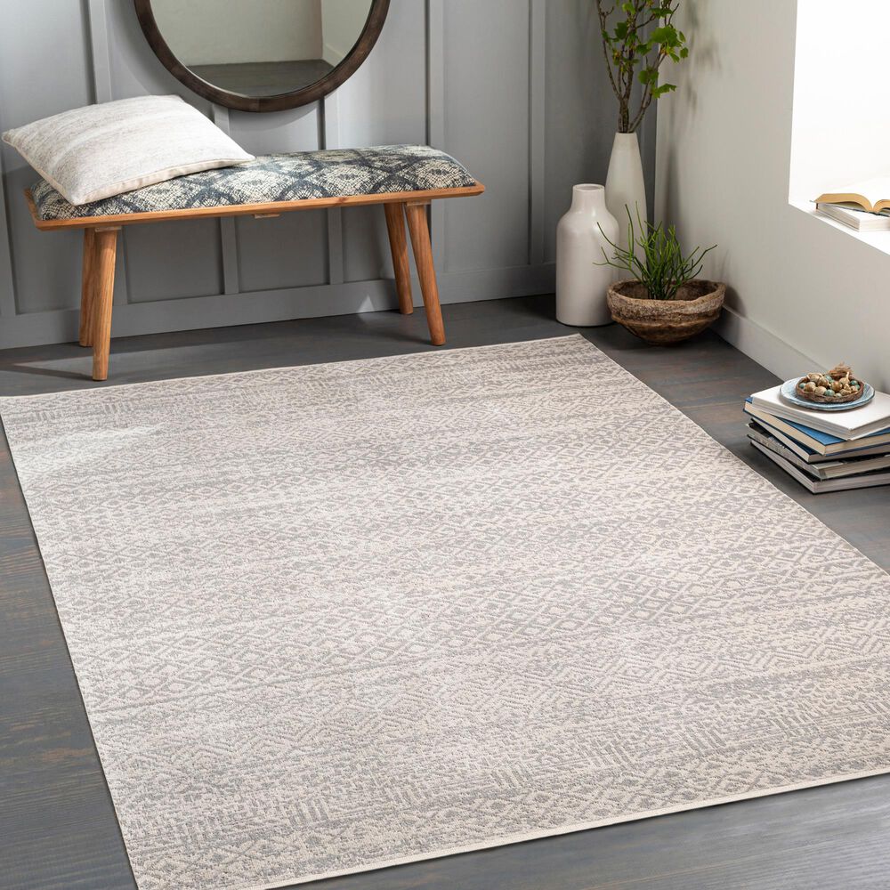 Surya Lavadora  6&#39;7&quot; x 9&#39; Gray and Light Gray Area Rug, , large