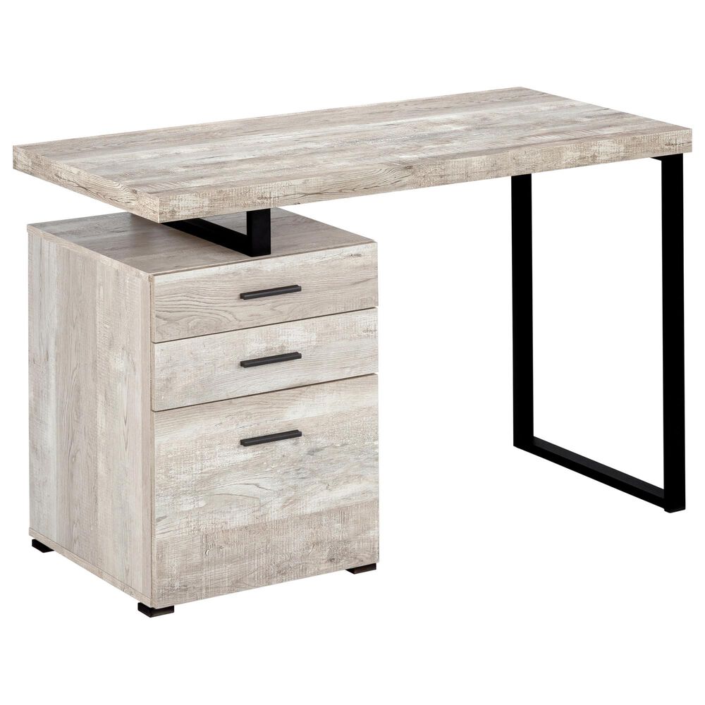 Monarch Specialties 48" Computer Desk in Taupe Reclaimed Wood and Black, , large
