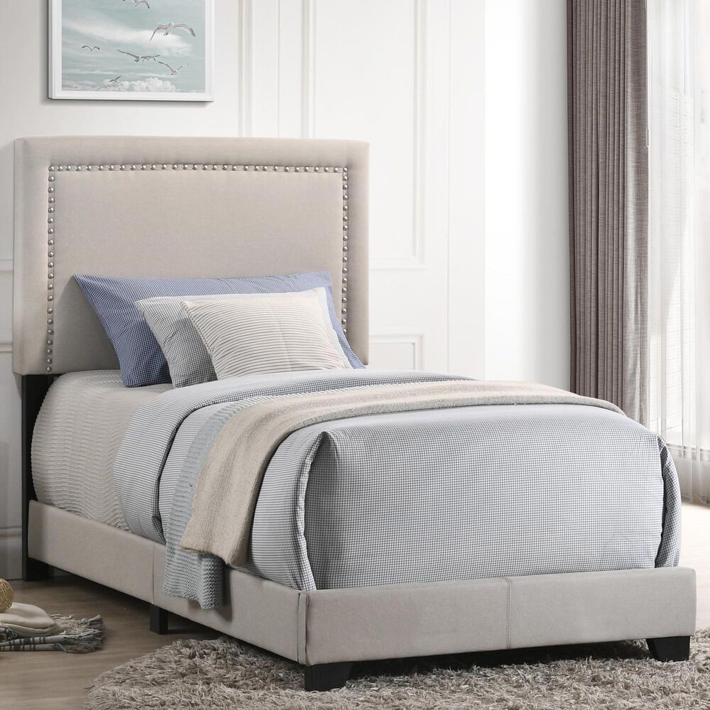 Hawthorne Furniture Zion Upholstered Twin Panel Bed in Fog, , large
