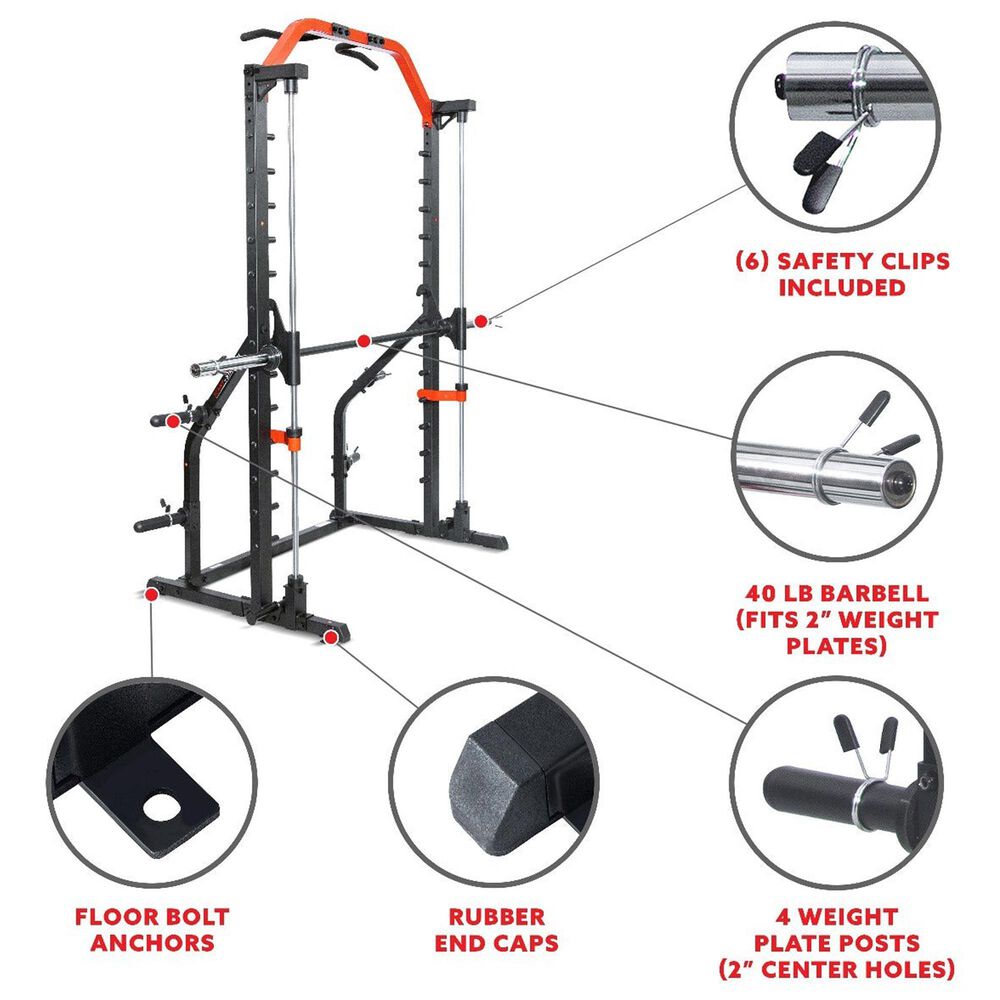 Sunny Health &amp; Fitness Essential Series II Smith Machine Squat Rack in Black and Red, , large
