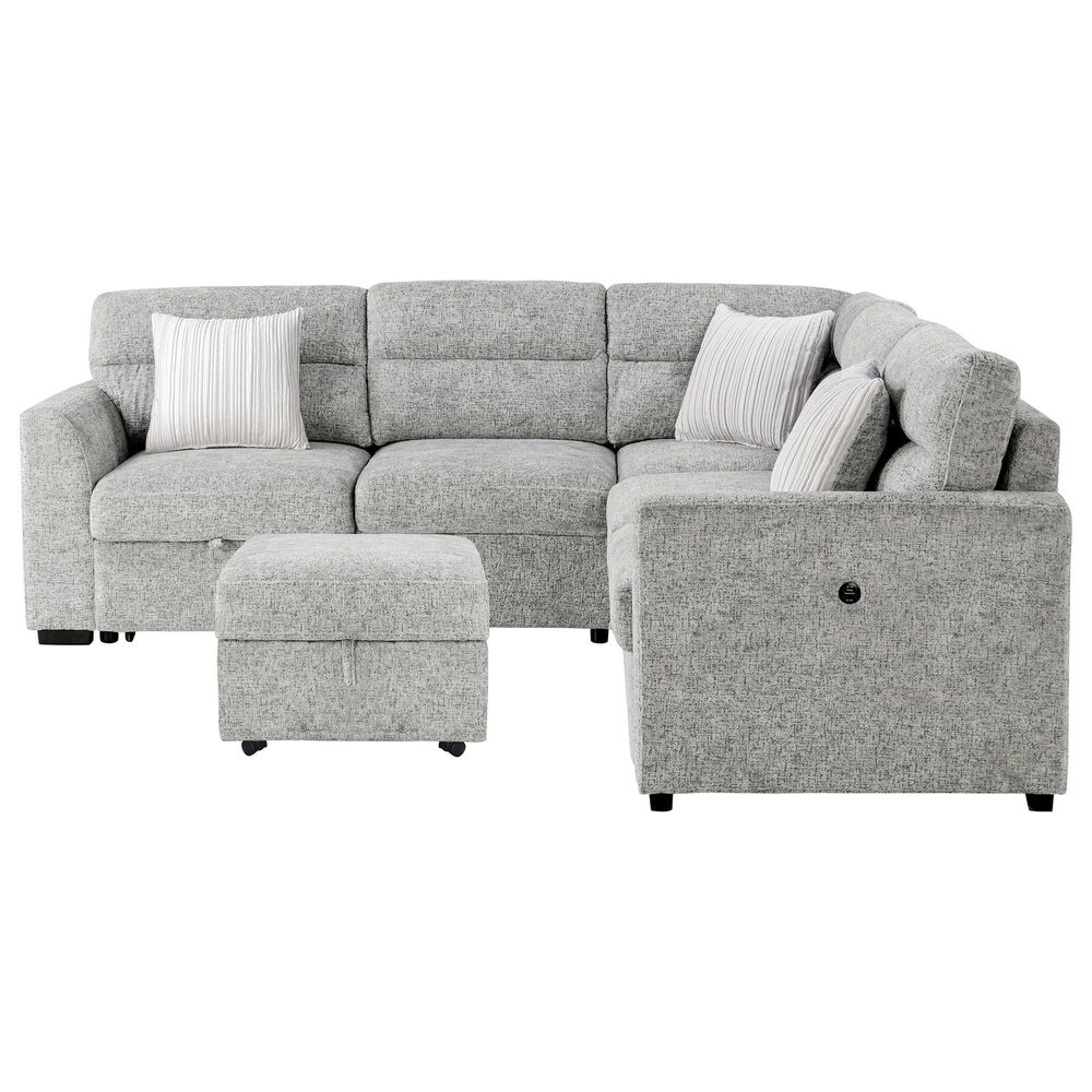 Global Furniture USA Walker 6-Piece Convertible Sectional in Nickel, , large