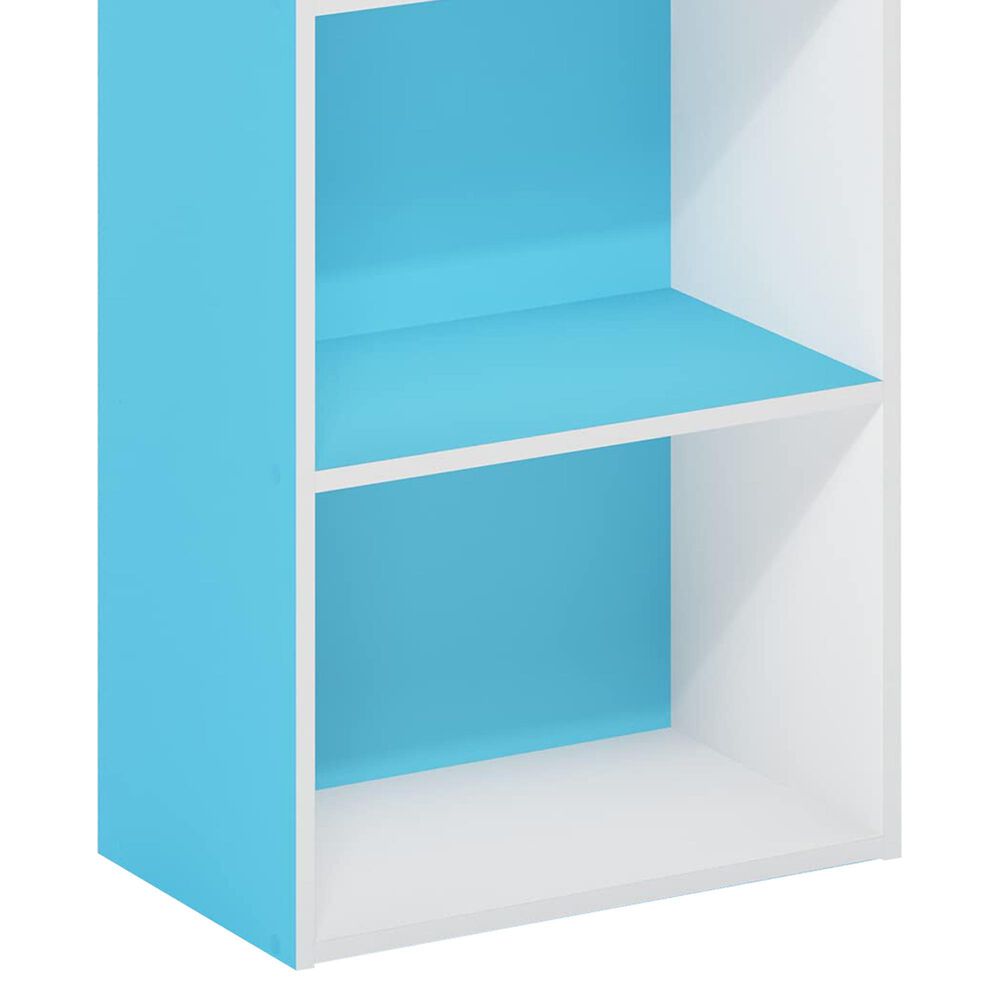 HOMLUX 3-Tier Open Shelf Bookcase in Light Blue and White, , large