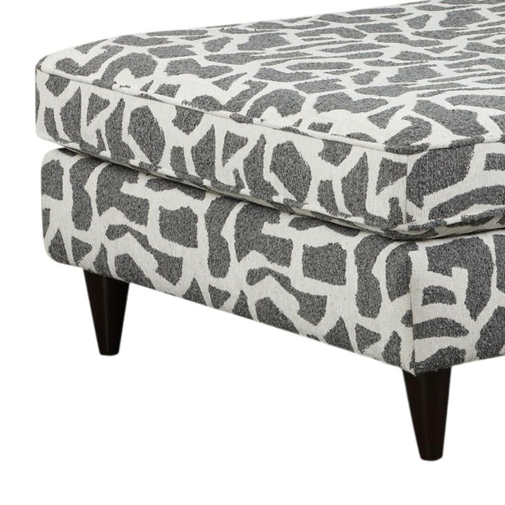 Xenia Scarborough Steel Accent Ottoman in Lilypad Charcoal, , large