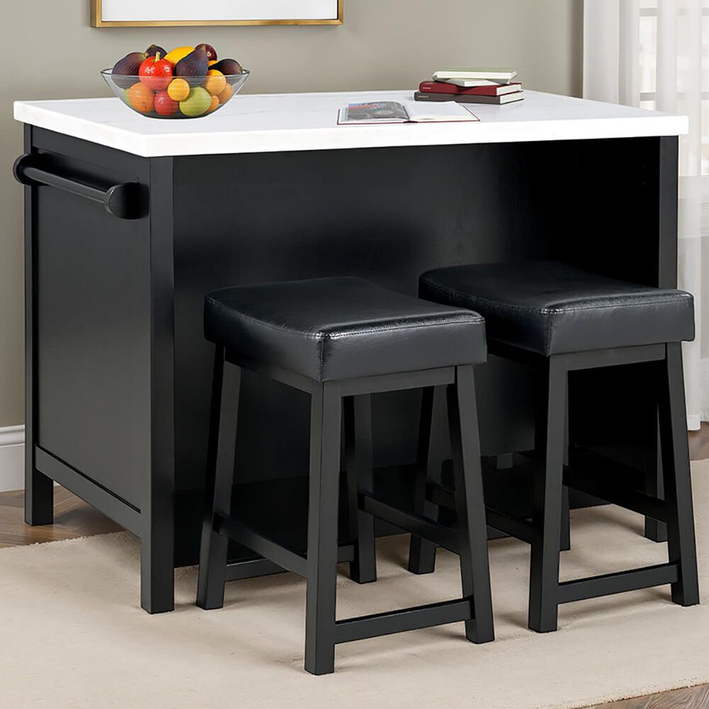 Furniture of America Albergo Bar and 2 Stools in Black, , large