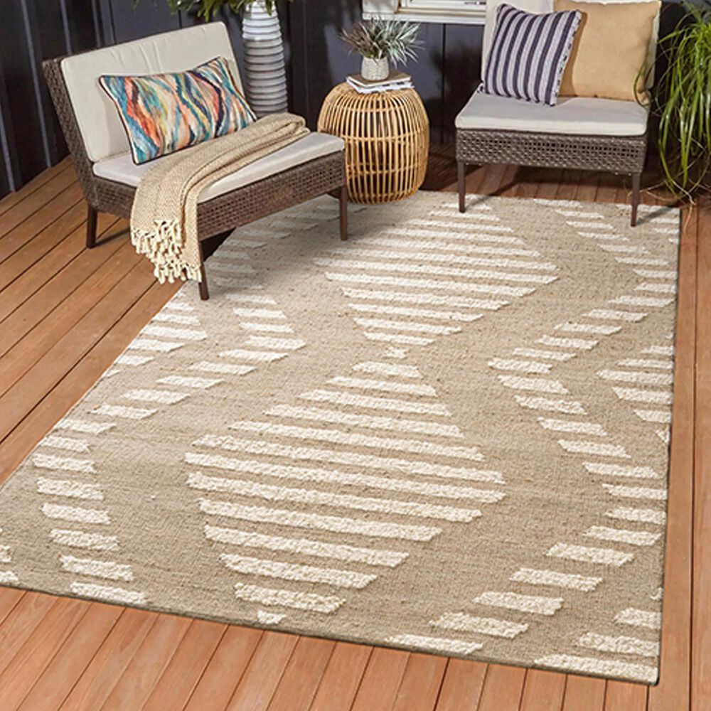 L&amp;R Resources Geoblend Southwestern 9&#39; x 12&#39; Natural and Ivory Area Rug, , large