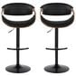 LumiSource Symphony Swivel Adjustable Bar Stool with Black Upholstery in Walnut and Black (Set of 2), , large