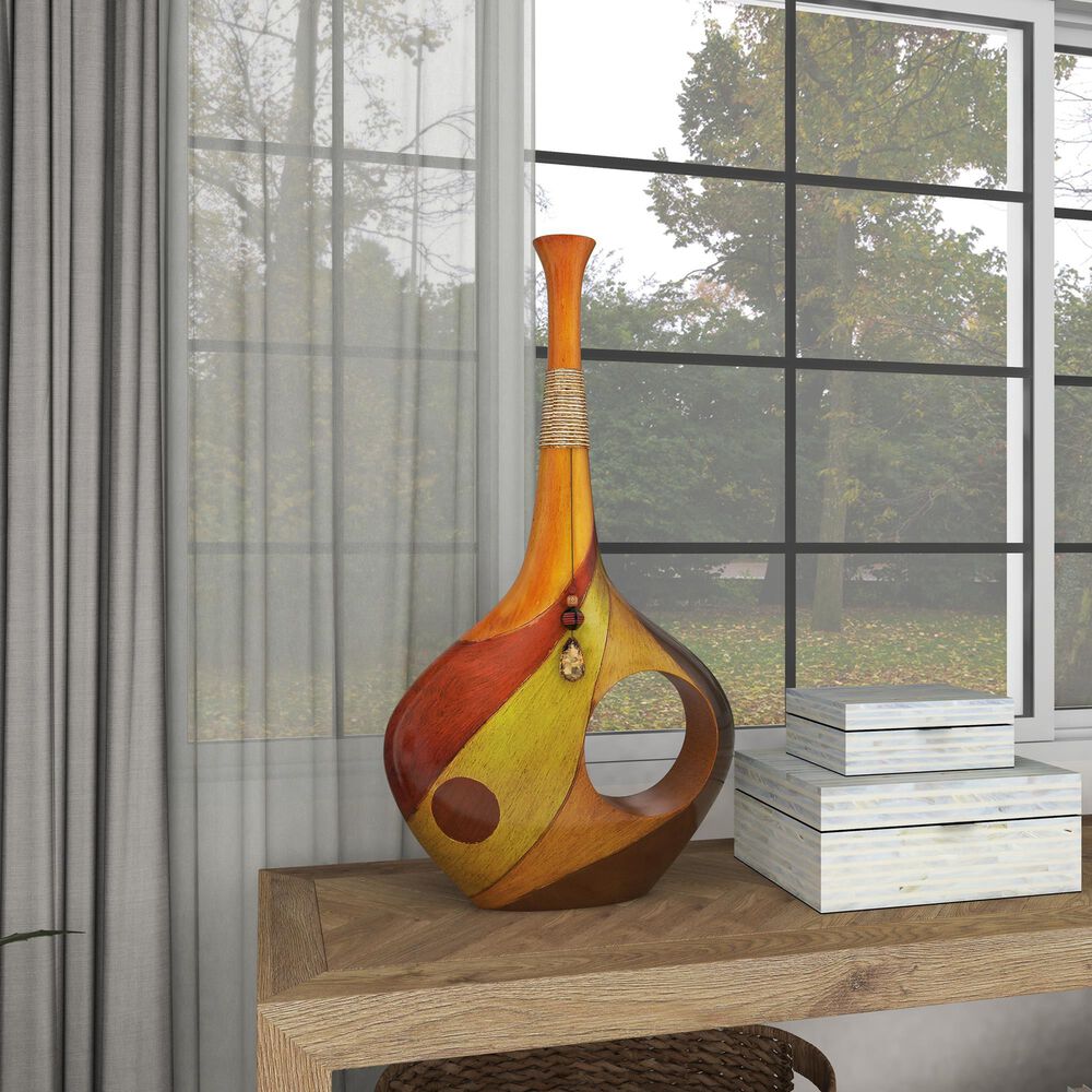Maple and Jade 25&quot; x 15&quot; Eclectic Abstract Swirl Vase in Multicolor, , large
