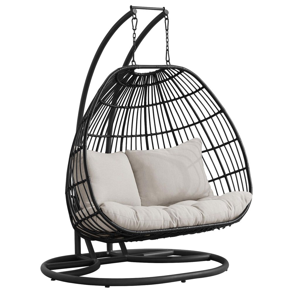 Mayberry Hill Playa Double Swing Chair in Olefin Beige, , large